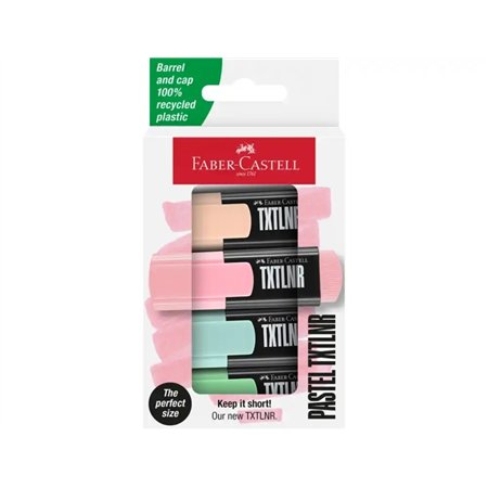 Conjunto de 4 Marcadores Fluorescentes Faber-Castell TXTLNR - Ponta Chanfrada - Espessura da Linha entre 1, 2 e 5 mm - Tinta à B