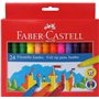 Pacote Jumbo Faber-Castell com 24 Marcadores de Ponta Grossa - Tinta Lavável à Base de Água - Cores Sortidas