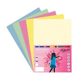 Pacote com 50 folhas de cartolina Fabrisa, 180 g/m² - Tamanho A4 - Cores pastel sortidas