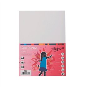 Pacote com 50 folhas de cartão Fabrisa, 180 g/m² - Tamanho A4 - Branco