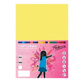 Pacote com 50 folhas de cartão Fabrisa, 180 g/m² - Tamanho A4 - Amarelo