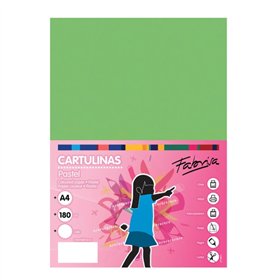 Pacote com 50 folhas de cartão Fabrisa, 180 g/m² - Tamanho A4 - Verde