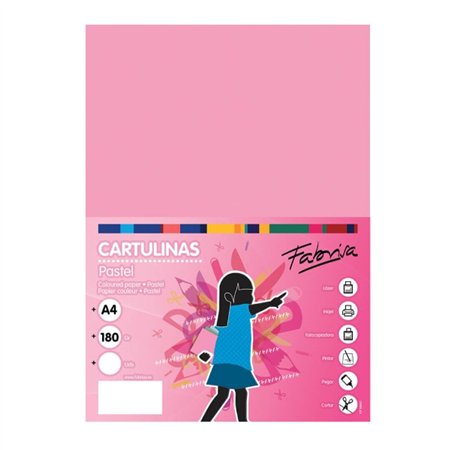 Pacote com 50 folhas de cartão Fabrisa, 180 g/m² - Tamanho A4 - Rosa