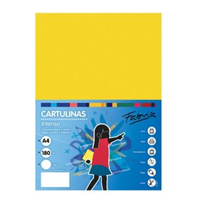 Pacote com 50 folhas de cartão Fabrisa, 180 g/m² - Tamanho A4 - Amarelo Brilhante