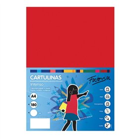 Pacote com 50 folhas de cartão Fabrisa, 180 g/m² - Tamanho A4 - Vermelho