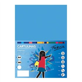 Pacote com 50 folhas de cartão Fabrisa, 180 g/m² - Tamanho A4 - Azul Turquesa