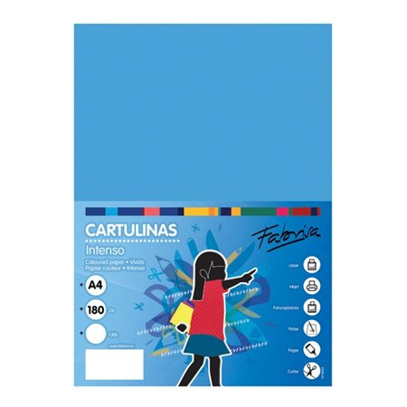 Pacote com 50 folhas de cartão Fabrisa, 180 g/m² - Tamanho A4 - Azul Turquesa