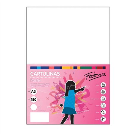 Pacote com 100 folhas de cartão Fabrisa, 180 g/m² - Tamanho A3 - Branco