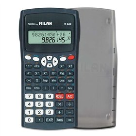 Calculadora científica Milan M240 com 10+2 dígitos, visor de 2 linhas, 240 funções integradas, incluindo 124 funções científicas