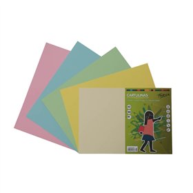 Pacote com 50 folhas de cartolina Fabrisa, 180 g/m² - Tamanho A3 - Cores pastel sortidas