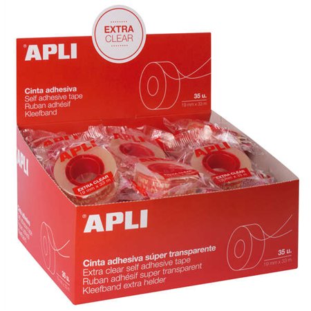 Fita adesiva Apli Extra Clear 19mm x 33m - Impermeável e resistente às intempéries - Fácil de rasgar à mão - Transparente