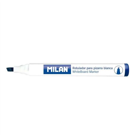 Marcadores para quadro branco Milan com ponta chanfrada - Ponta de 1 a 4 mm - Tinta à base de álcool - Apagável a seco - Azul