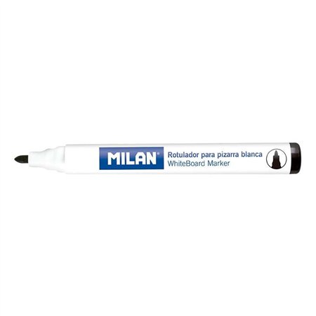 Marcadores para quadro branco Milan com ponta redonda - Ponta de 4,7 mm - Tinta à base de álcool - Apagável a seco - Preto