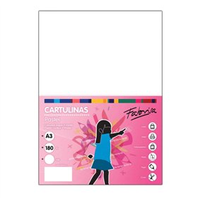 Pacote com 50 folhas de cartão Fabrisa, 180 g/m² - Tamanho A3 - Branco
