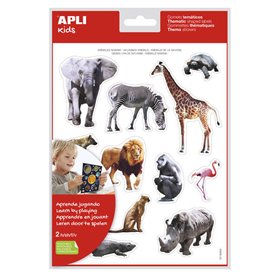Adesivos Apli com tema realista de animais da savana - 24 adesivos - Adesivo removível - Desenvolvido com educadores - Ideal par