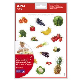 Adesivos de Alimentos de Jardim com Tema Realista da Apli - 216 Adesivos - Adesivo Removível - Ideal para Desenvolver a Coordena