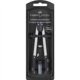 Bússola Faber-Castell com ajuste rápido - Articulações em ambos os braços - Acessórios de reposição - Adaptador universal