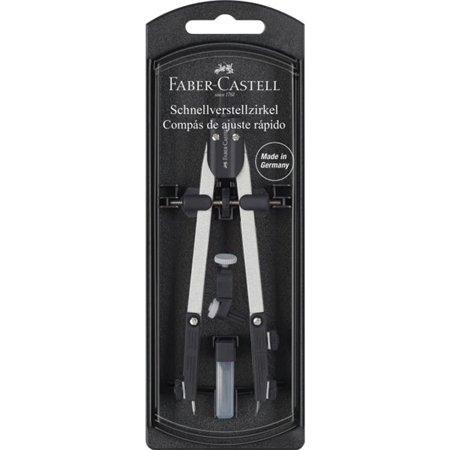 Bússola Faber-Castell com ajuste rápido - Articulações em ambos os braços - Acessórios de reposição - Adaptador universal