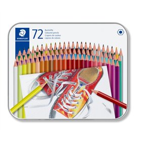 Caixa metálica Staedtler 175 com 72 lápis de cor hexagonais - Cores sortidas