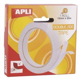 Fita adesiva dupla face Apli 15 mm x 20 m - Fácil de cortar e aplicar - Adesão forte e durável - Transparente