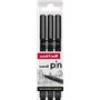 Conjunto de 3 marcadores calibrados Uni-ball Uni Pin 0,2, 0,4 e 0,8 - Ponta de poliacetal - Tinta pigmentada resistente à água e