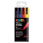 Conjunto de 4 Marcadores de Tinta Posca PC3M - Ponta Cônica de 0,9 a 1,3 mm - Tinta à Base de Água - Resistente à Luz - Não Perm