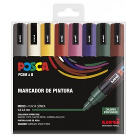 Conjunto de 8 Marcadores de Tinta Posca PC-5M - Ponta de 1,8 a 2,5 mm - Tinta à base de água - Resistente à luz - Não permanente