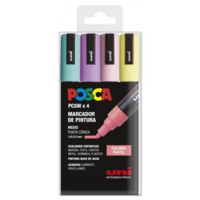 Conjunto de 4 Marcadores de Tinta Posca PC-5M - Ponta redonda de 1,8 a 2,5 mm - Tinta à base de água - Não permanente - Resisten