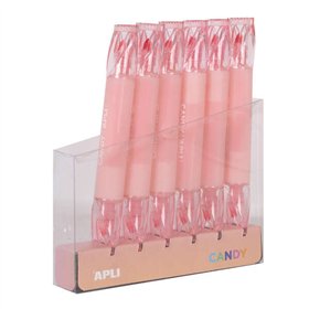 Marcador Apli Caramelo de ponta dupla, 5 mm plana e 2 mm redonda - Ideal para agendas, cadernos e calendários - Rosa