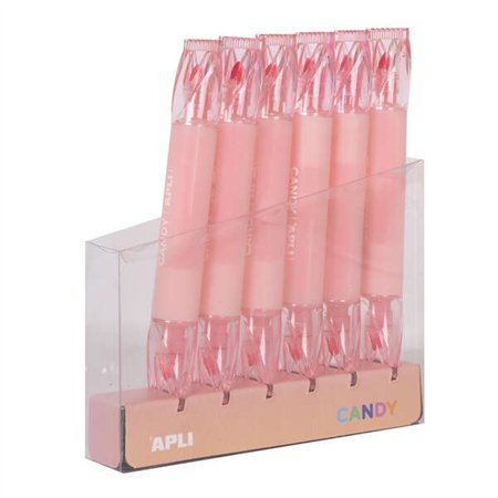 Marcador Apli Caramelo de ponta dupla, 5 mm plana e 2 mm redonda - Ideal para agendas, cadernos e calendários - Rosa