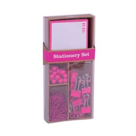 Conjunto de escritório Apli Fluor Collection com 25 alfinetes, 80 clipes de 28 mm, 20 clipes dobráveis de 19 mm e bloco de 100 n