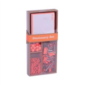 Conjunto de escritório Apli Fluor Collection - 25 alfinetes, 80 clipes (28 mm), 20 clipes dobráveis (19 mm) e 100 folhas de nota
