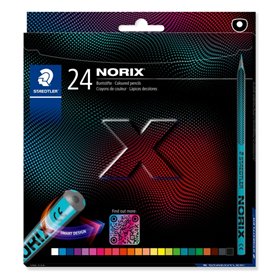 Staedtler Norix 186 - Pacote com 24 Lápis de Cor HB - Madeira Preta - Mina de Grafite - Design Inteligente - Para Escrever, Dese
