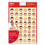 Adesivos Apli Emotions - Ø 23 mm e Ø 20 mm - 144 adesivos por pacote - 16 designs diferentes - Adesivo removível - Ajuda a expre