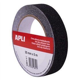 Fita antiderrapante Apli 25mm x 5m - Resistente à água e ao desgaste - Fácil de cortar e aplicar - Preta