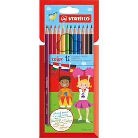 Conjunto de lápis de cor Stabilo com 12 unidades - Mina de 2,5 mm - Ideal para a escola - Cores sortidas