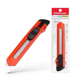 Cortador Erichkrause EasyCut com sistema de fixação de lâmina padrão Push-Lock de 18 mm - Lâmina Push-Lock - Lâmina de aço segme