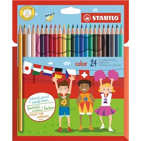 Conjunto de lápis de cor Stabilo com 24 unidades - Mina de 2,5 mm - Ideal para a escola - Cores sortidas