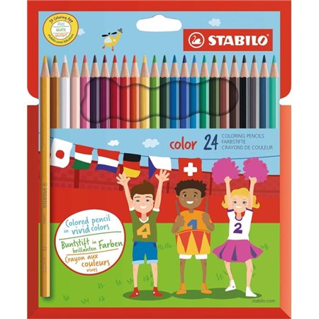 Conjunto de lápis de cor Stabilo com 24 unidades - Mina de 2,5 mm - Ideal para a escola - Cores sortidas