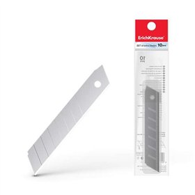 Pacote com 10 lâminas de aço segmentadas de reposição Erichkrause - Medidas: 18 mm x 0,5 mm - Afiação em ambos os lados - Resist