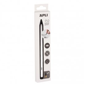 Conjunto de lápis Apli Infinite com lápis HB + grafite de recarga + tampa protetora - Escreve até 16 km - Branco