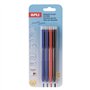 Conjunto de 4 canetas de gel apagáveis Apli - Ponta de 0,5 mm - Área de aderência em silicone - Cores: Azul, Preto e Vermelho