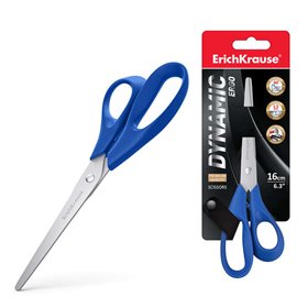 Tesoura Erichkrause Dynamic com lâminas de aço inoxidável de 16 cm - Afiação dupla avançada - Resistente à corrosão - Cabos ergo