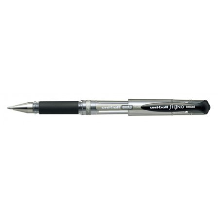 Caneta Rollerball Uni-ball Signo Broad UM-153 com Tinta Gel - Ponta Esferográfica de 1mm - Empunhadura Emborrachada - Preta