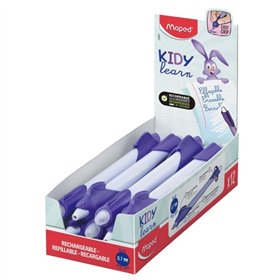 Caneta Mágica Apagável Maped Kidy Learning com Guia para o Dedo - Modelo Coelho - Tinta Azul - Recomendada para Crianças de 4 a 