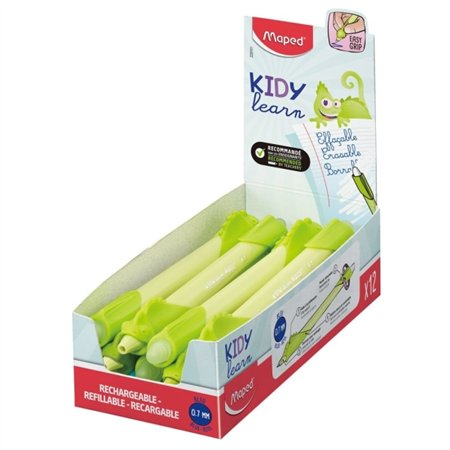 Caneta mágica apagável Maped Kidy Learning com guia para o dedo - Modelo Camaleão - Tinta azul - Recomendada para crianças de 4 