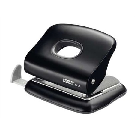 Perfurador Rápido FC20 - Até 20 Folhas - Esvaziamento Fácil - Perfurações de 5,5 mm - Preto