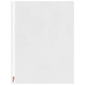 Pacote com 100 capas plásticas multifuros A4 da Esselte, 0,07 mm de espessura - Abertura superior - 11 furos - Acabamento transp