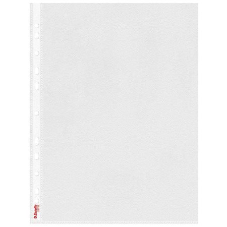 Pacote com 100 capas plásticas multifuros A4 da Esselte, 0,07 mm de espessura - Abertura superior - 11 furos - Acabamento transp