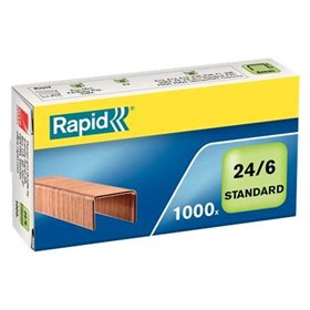 Caixa com 1000 grampos Rapid Comfort 24/6 - Até 20 folhas - Fio de cobre flexível - Haste de 6 mm